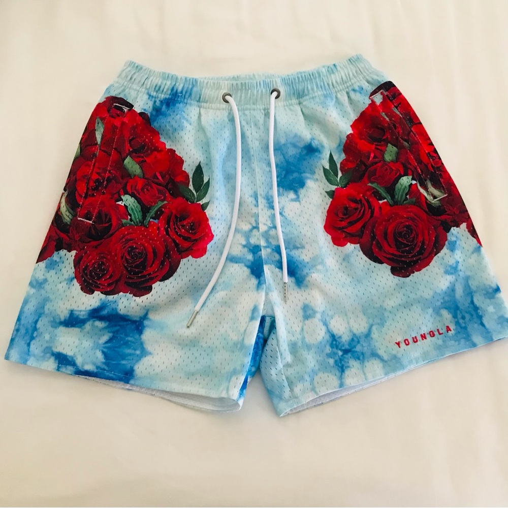 Youngla mens block party rose shorts medium, 3 pocket NWOT, Athletic, Casual